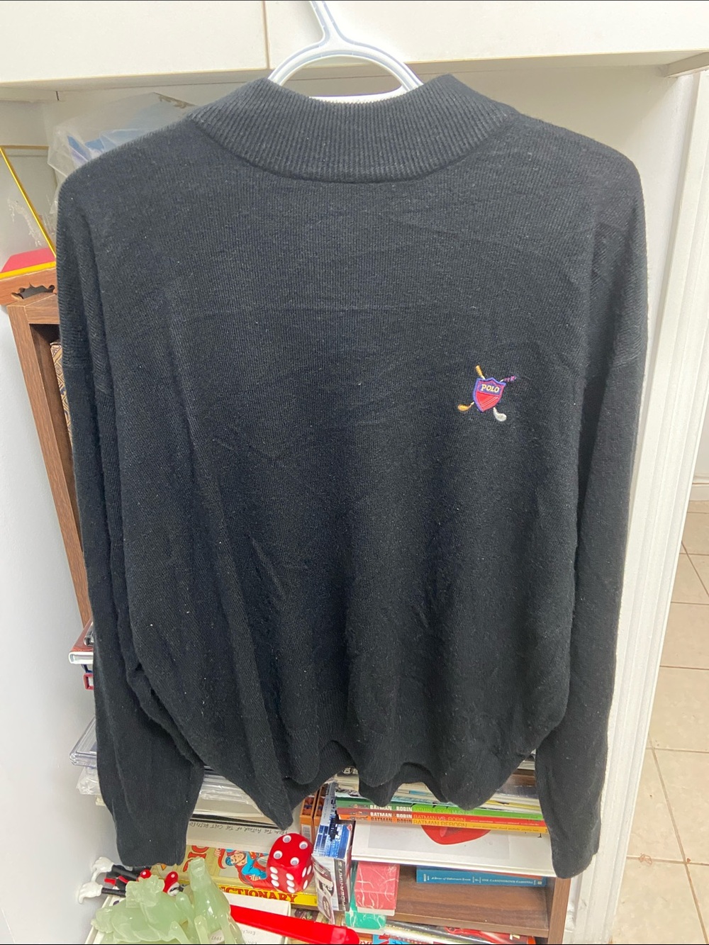 Polo by Ralph Lauren Black Crewneck Sweater with Embroidered Crest